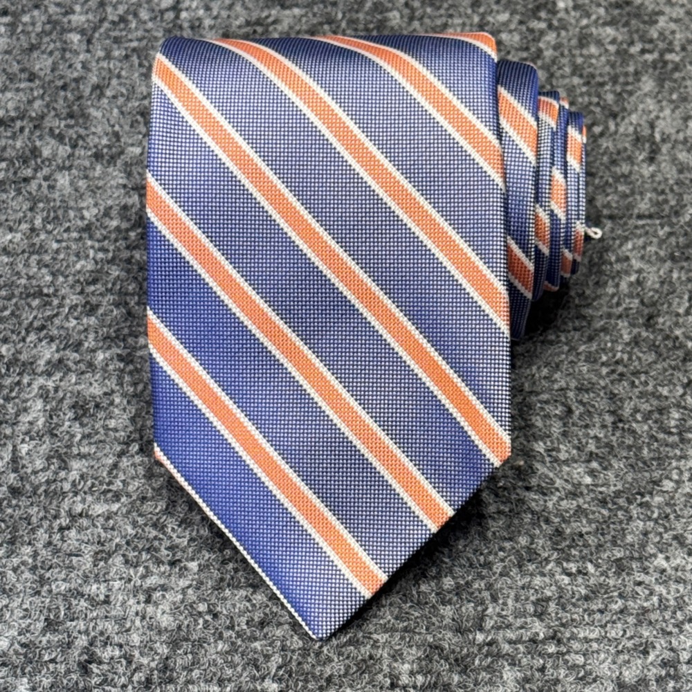Brooks Brothers Silk Tie Mens Regular Blue Orange Striped Repp Preppy Ivy League